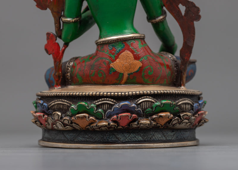 Hued Green Tara Statue | Embrace Divine Protection and Compassion