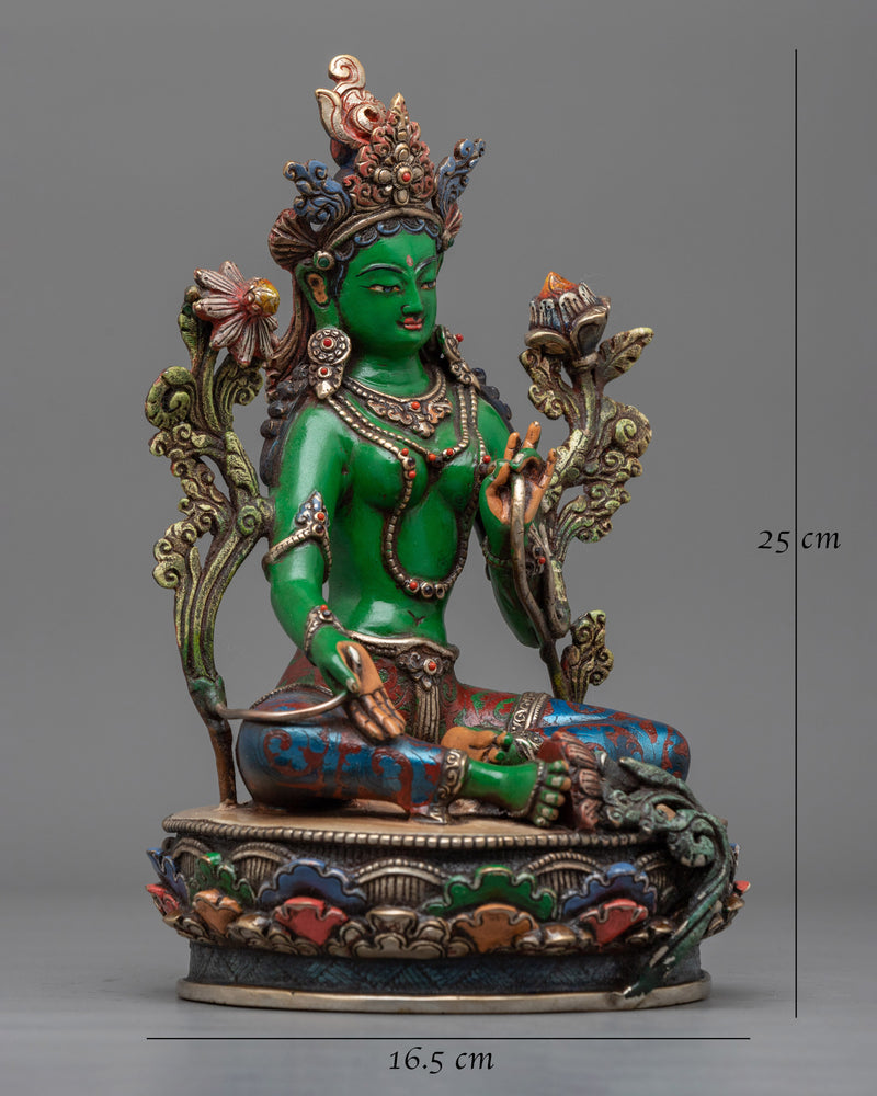 Hued Green Tara Statue | Embrace Divine Protection and Compassion