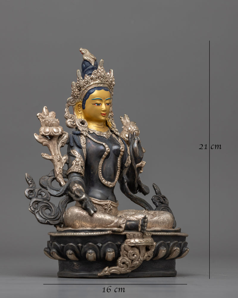 Oxidized Green Tara Figurine | Symbol of Compassion and Wisdom