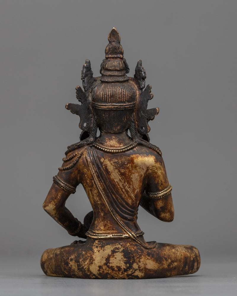 Sacred Primordial Buddha Vajrasattva Statue | Antique Finish Sculpture from Nepal