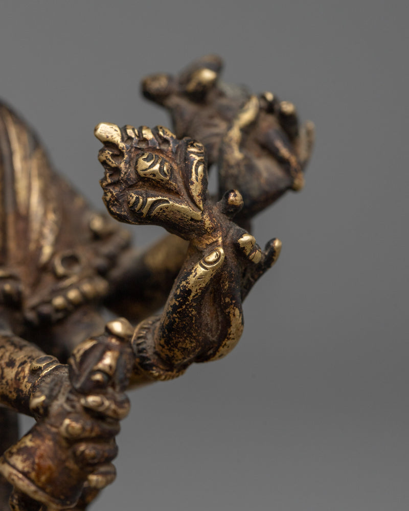 Maha Manjushri Statuette | Gold and Antique Finish Sculpture