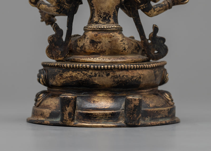 Maha Manjushri Statuette | Gold and Antique Finish Sculpture