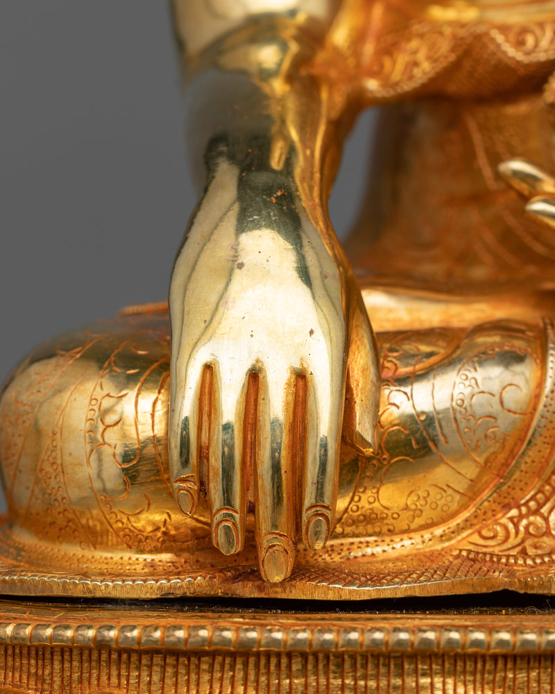 Beautiful Statue of Shakyamuni Buddha | Lavish Gold Gilded Sculpture