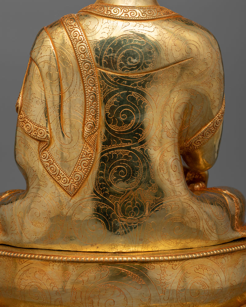 Beautiful Statue of Shakyamuni Buddha | Lavish Gold Gilded Sculpture