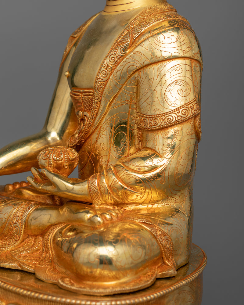 Beautiful Statue of Shakyamuni Buddha | Lavish Gold Gilded Sculpture