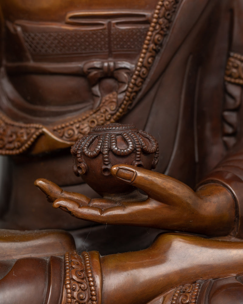 Sublime Shakyamuni Buddha Oxidized Altar Sculpture | Hand-crafted Nepalese Artwork