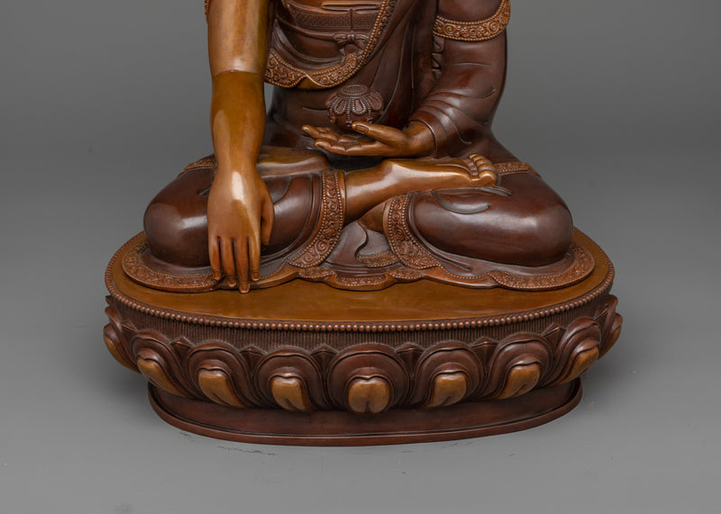 Sublime Shakyamuni Buddha Oxidized Altar Sculpture | Hand-crafted Nepalese Artwork