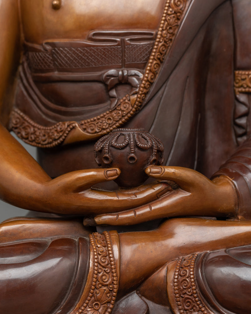 Amitabha Buddha of Pure Land Sculpture | Oxidized Copper Majesty