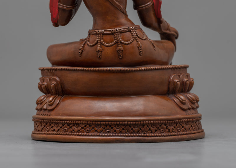 Green Tara Oxidized Copper Altar Sculpture | A Beacon of Liberation