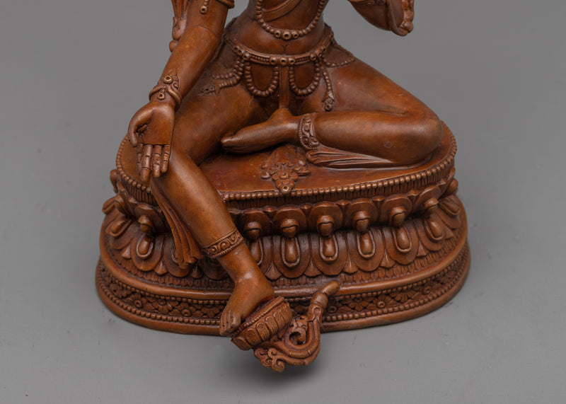 Green Tara Oxidized Copper Altar Sculpture | A Beacon of Liberation