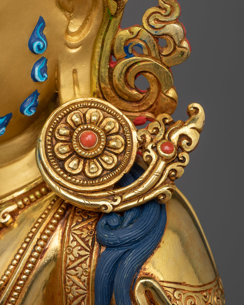 Exquisite Wealth Deity Dzambha La Statue | Triple-Layered 24K Gold Gilded Grandeur