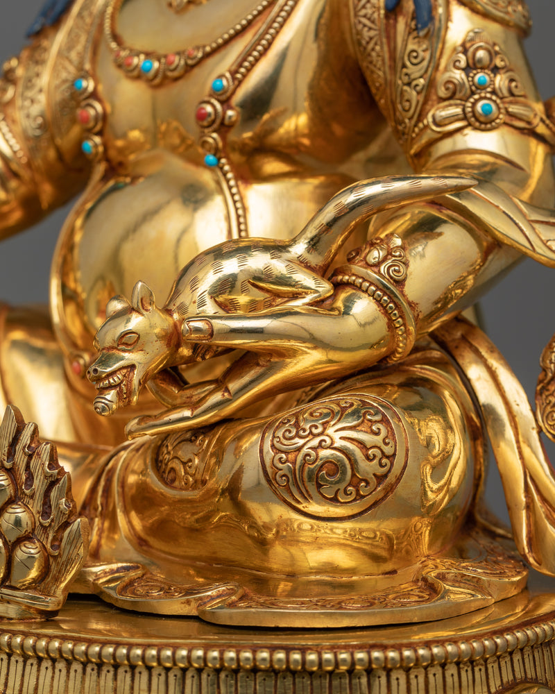 Exquisite Wealth Deity Dzambha La Statue | Triple-Layered 24K Gold Gilded Grandeur