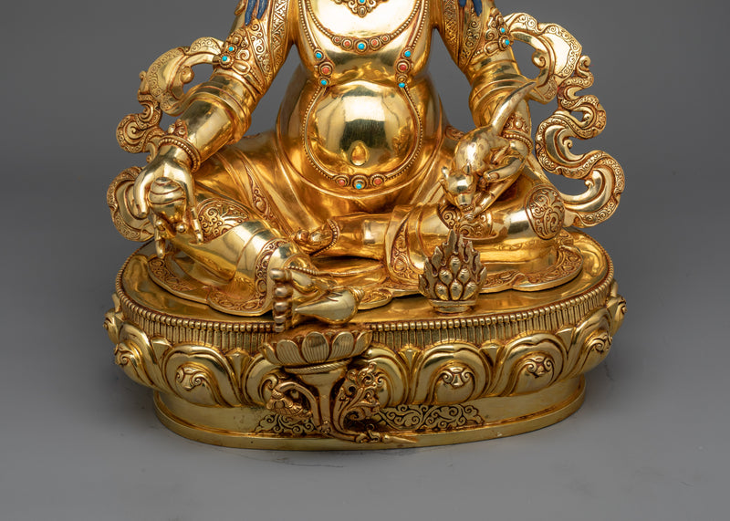 Exquisite Wealth Deity Dzambha La Statue | Triple-Layered 24K Gold Gilded Grandeur