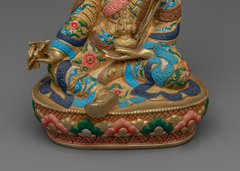 Guru Rinpoche Lotus Born Statuette | 24K Gold Gilded Artistry Splendor