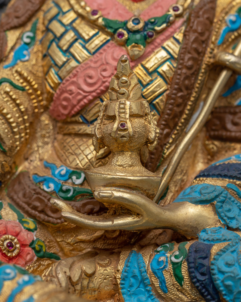 Guru Rinpoche Lotus Born Statuette | 24K Gold Gilded Artistry Splendor