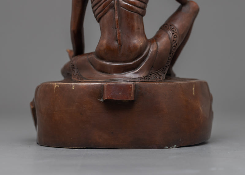 Classic Milarepa Statue | Oxidized Copper Meditation Icon