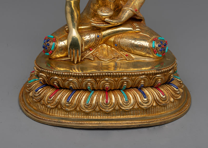 Serene Shakyamuni Buddha Statue | 24K Gold Gilded Elegance