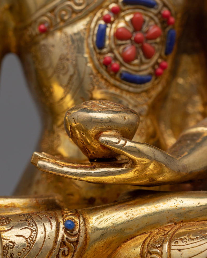 Serene Shakyamuni Buddha Statue | 24K Gold Gilded Elegance