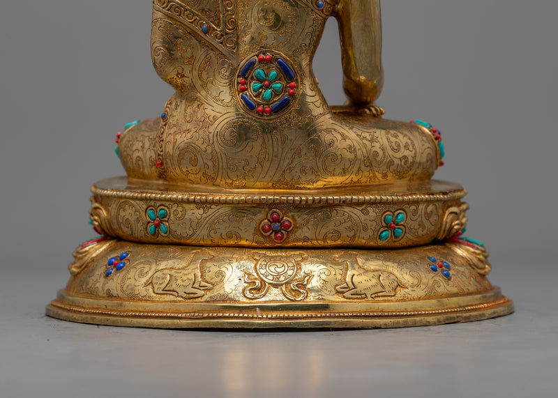 Serene Shakyamuni Buddha Statue | 24K Gold Gilded Elegance