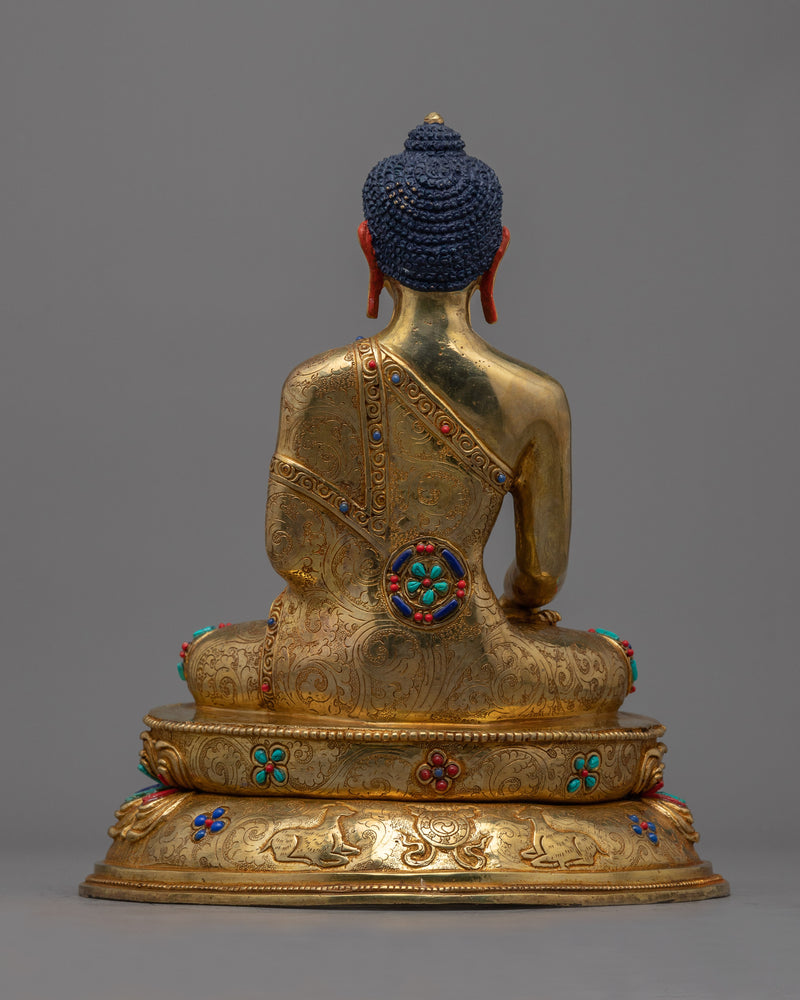 Serene Shakyamuni Buddha Statue | 24K Gold Gilded Elegance