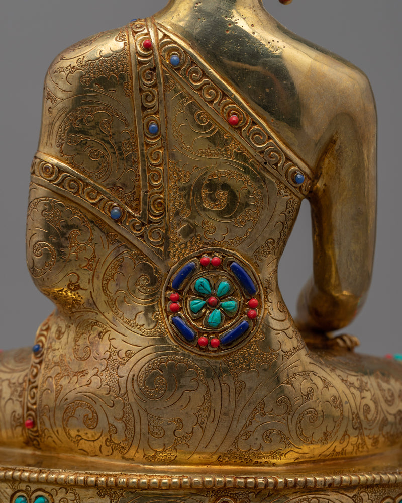 Serene Shakyamuni Buddha Statue | 24K Gold Gilded Elegance