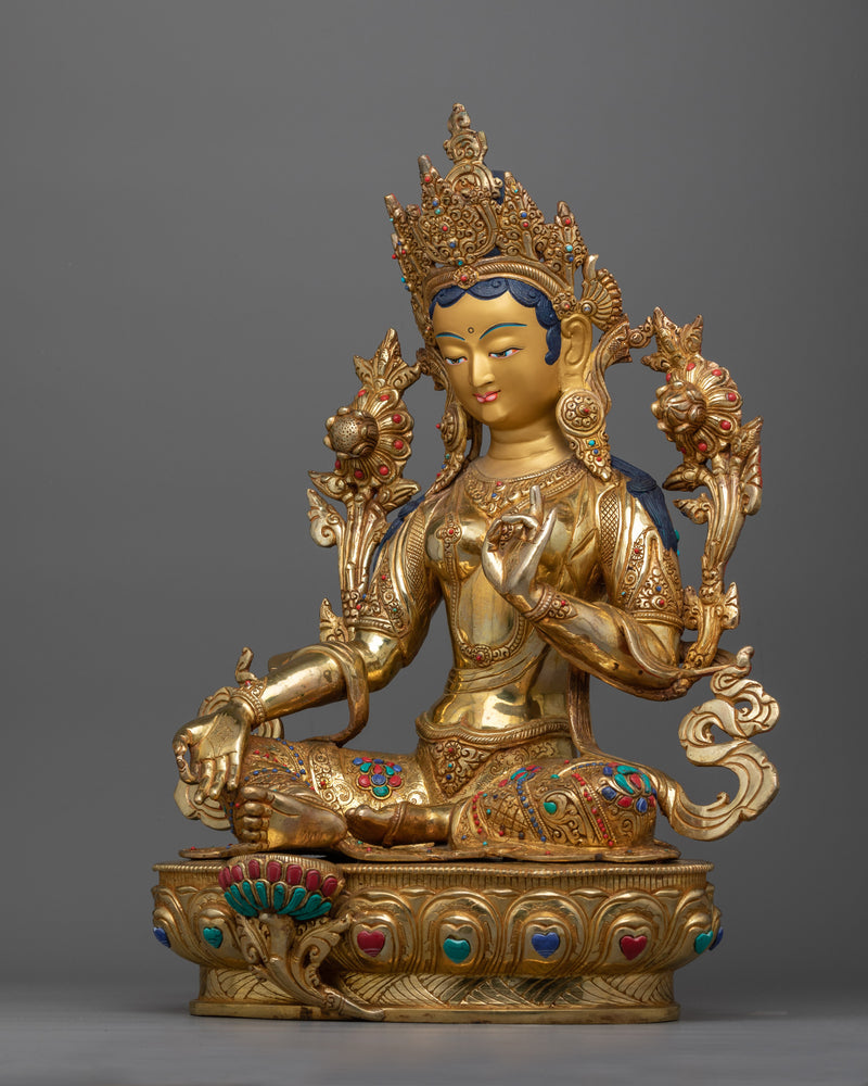 green-tara-gilded-sculpture-for altar 