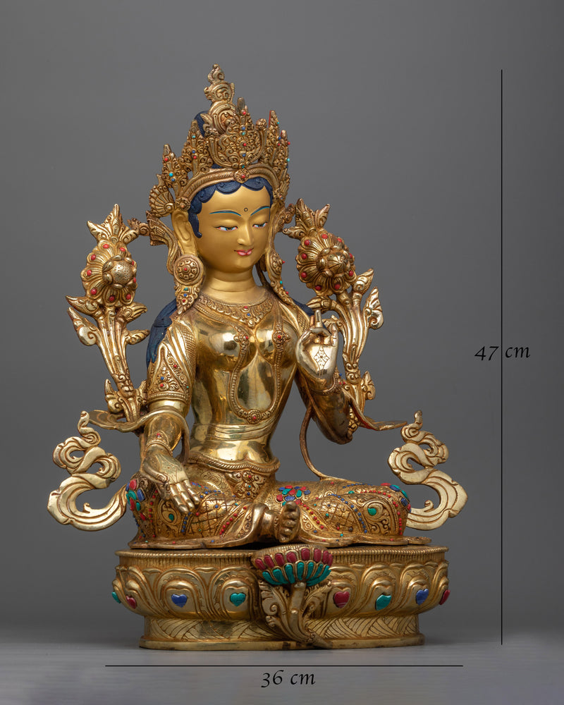 green-tara-gilded-sculpture-for altar 