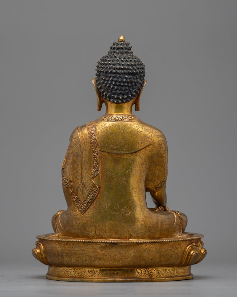 Grace of Shakyamuni Buddha Statue | Antique Elegance in 24K Gold