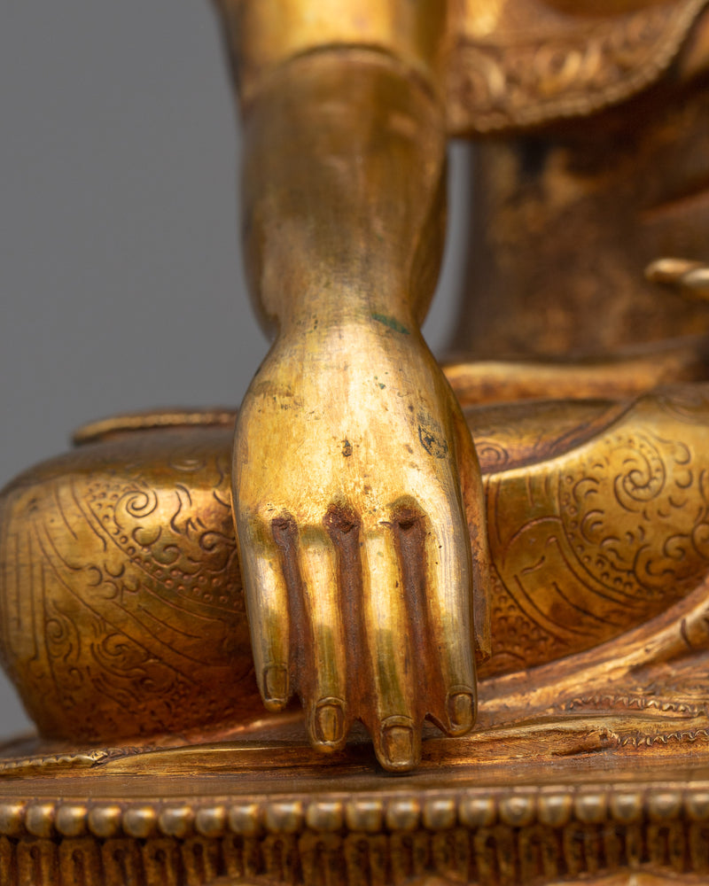 Grace of Shakyamuni Buddha Statue | Antique Elegance in 24K Gold