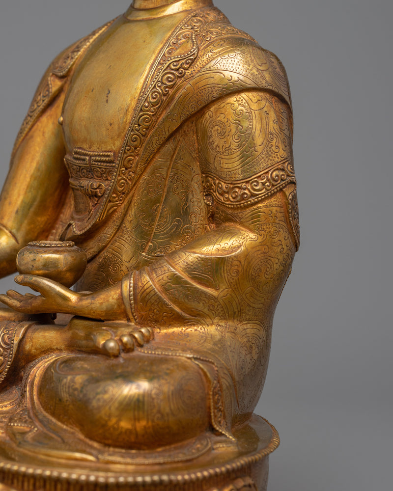 Grace of Shakyamuni Buddha Statue | Antique Elegance in 24K Gold