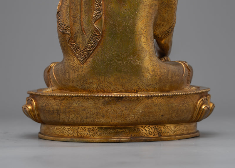 Grace of Shakyamuni Buddha Statue | Antique Elegance in 24K Gold