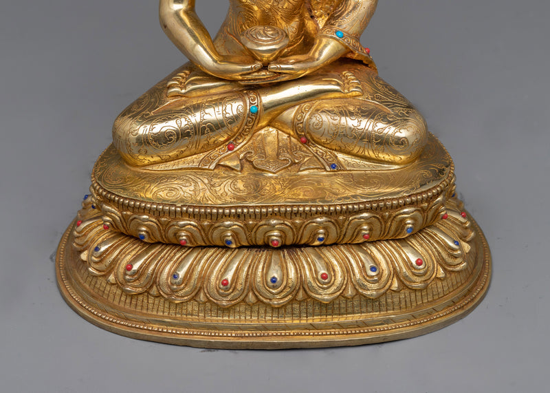 Pure Land Buddha Amida Statue | Radiant 24K Gold Gilded Elegance