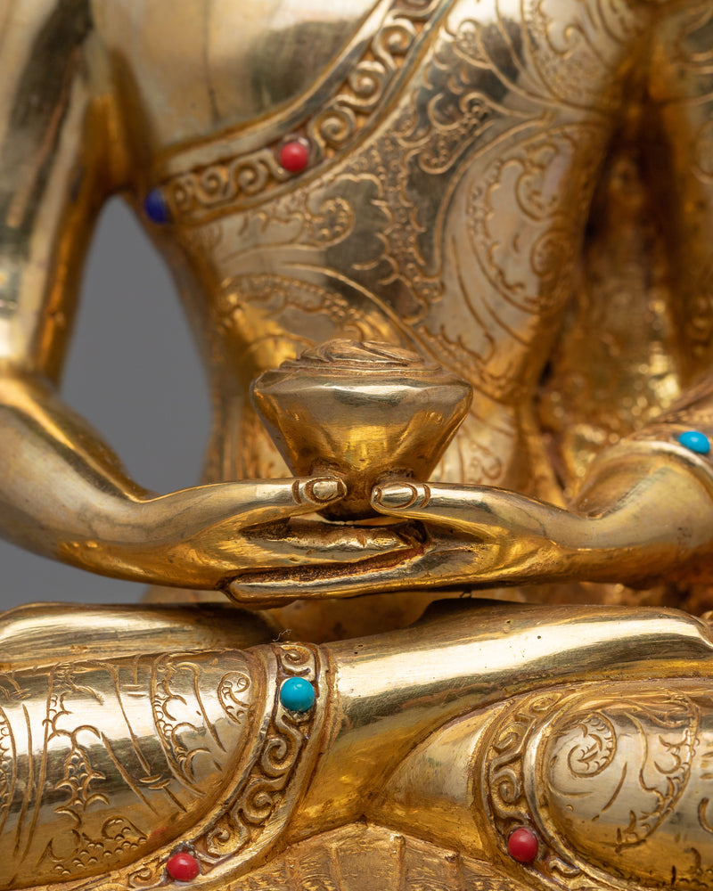 Pure Land Buddha Amida Statue | Radiant 24K Gold Gilded Elegance