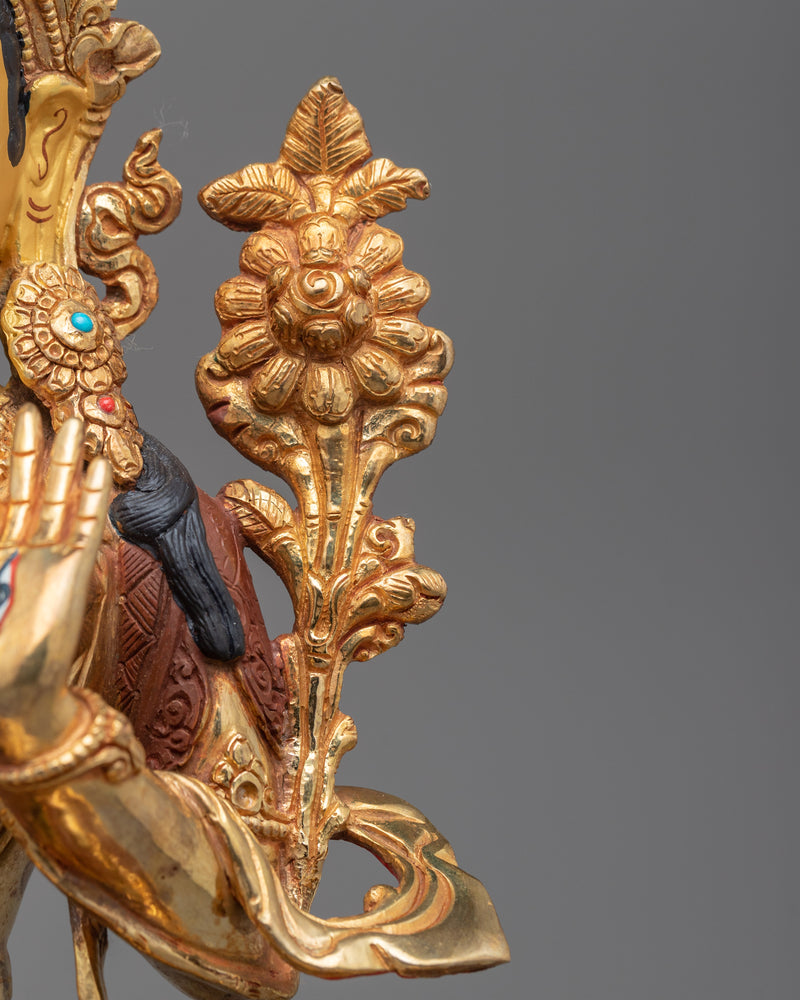 Ma-Arya White Tara Statue | Serenity in Oxidized Copper and Gold