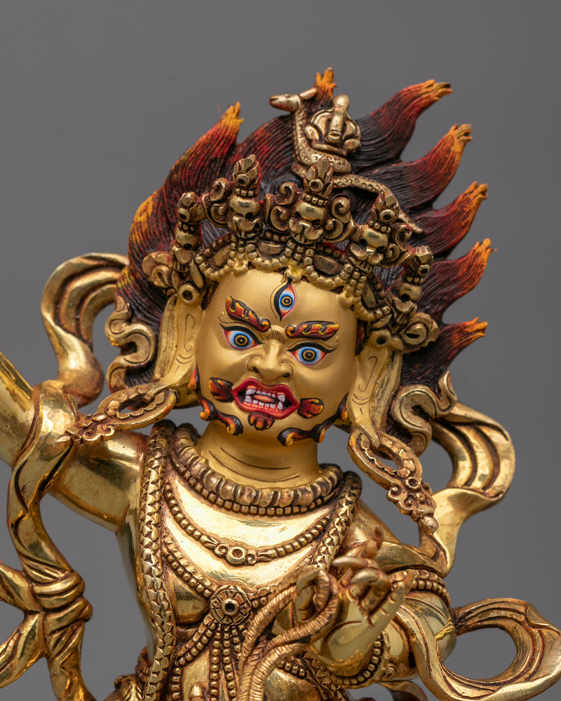 Shakyamuni's Protector Vajrapani Statue | Triple-Layered Gold Mastery