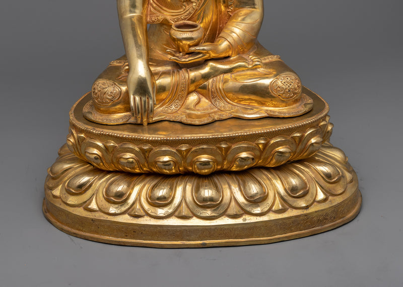 Buddha Shakyamuni Nepalese Sculpture | Majestic 24K Gold Gilded Presence