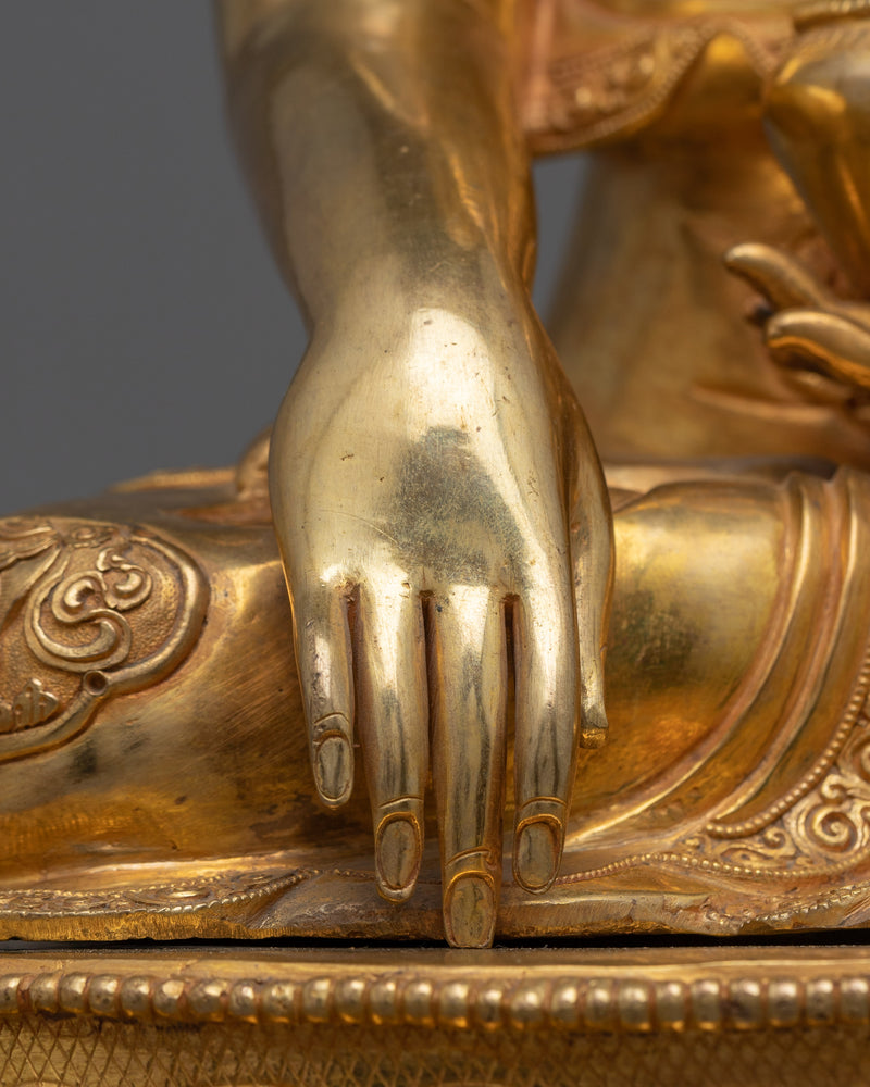 Buddha Shakyamuni Nepalese Sculpture | Majestic 24K Gold Gilded Presence