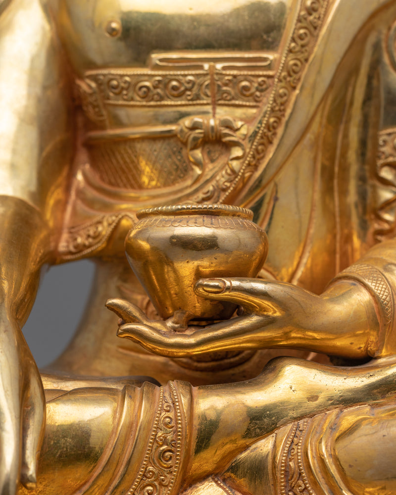 Buddha Shakyamuni Nepalese Sculpture | Majestic 24K Gold Gilded Presence