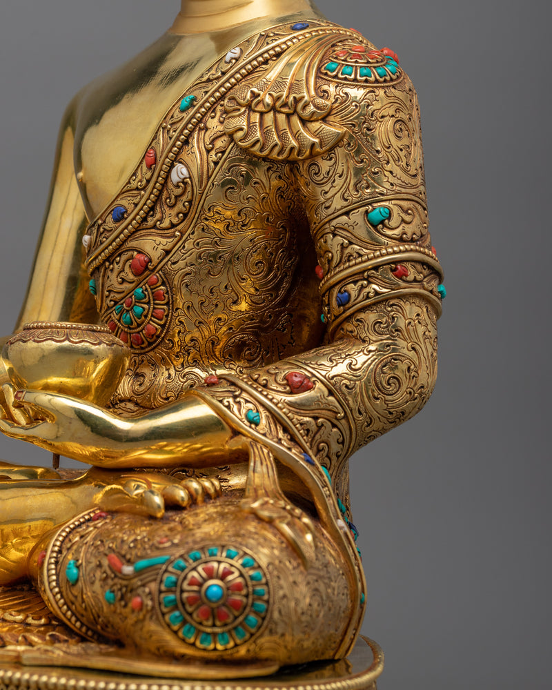 Shakyamuni Buddha Handmade Beautiful Statue | Majestic 24K Gold Gilded Enlightenment