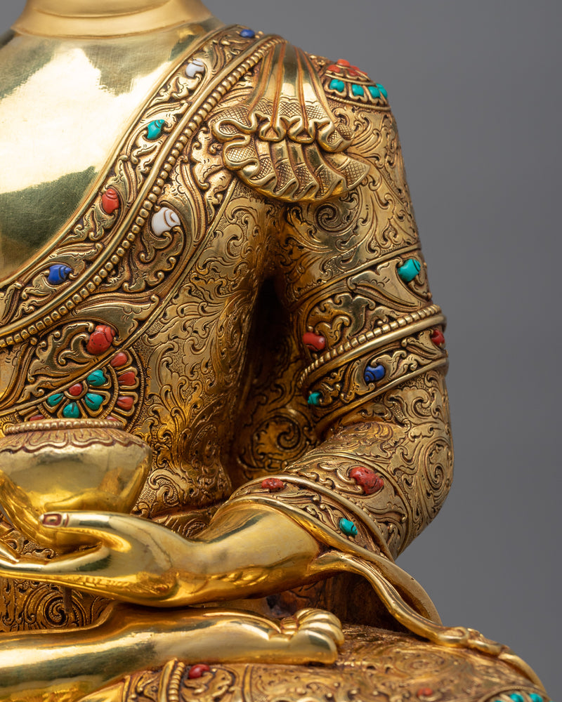 Shakyamuni Buddha Handmade Beautiful Statue | Majestic 24K Gold Gilded Enlightenment