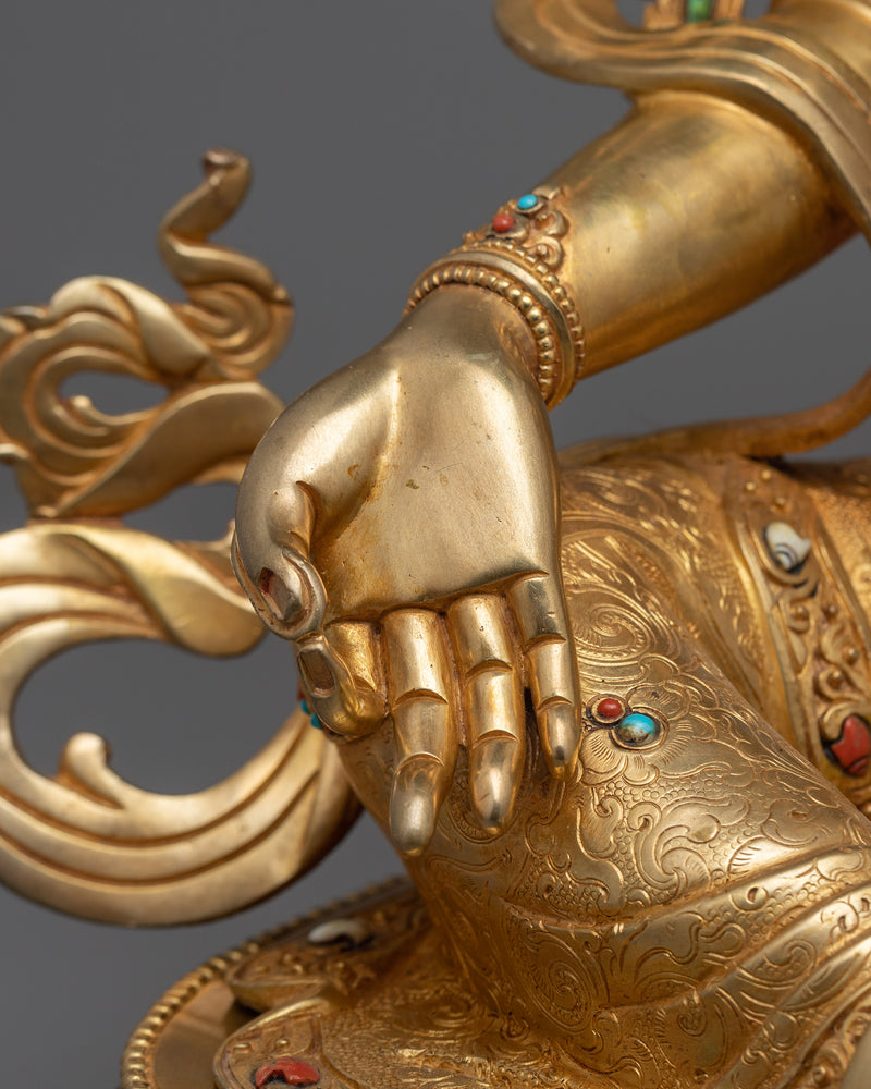 Green Tara Hand-Carved Sculpture | Divine Feminine in 24K Gold