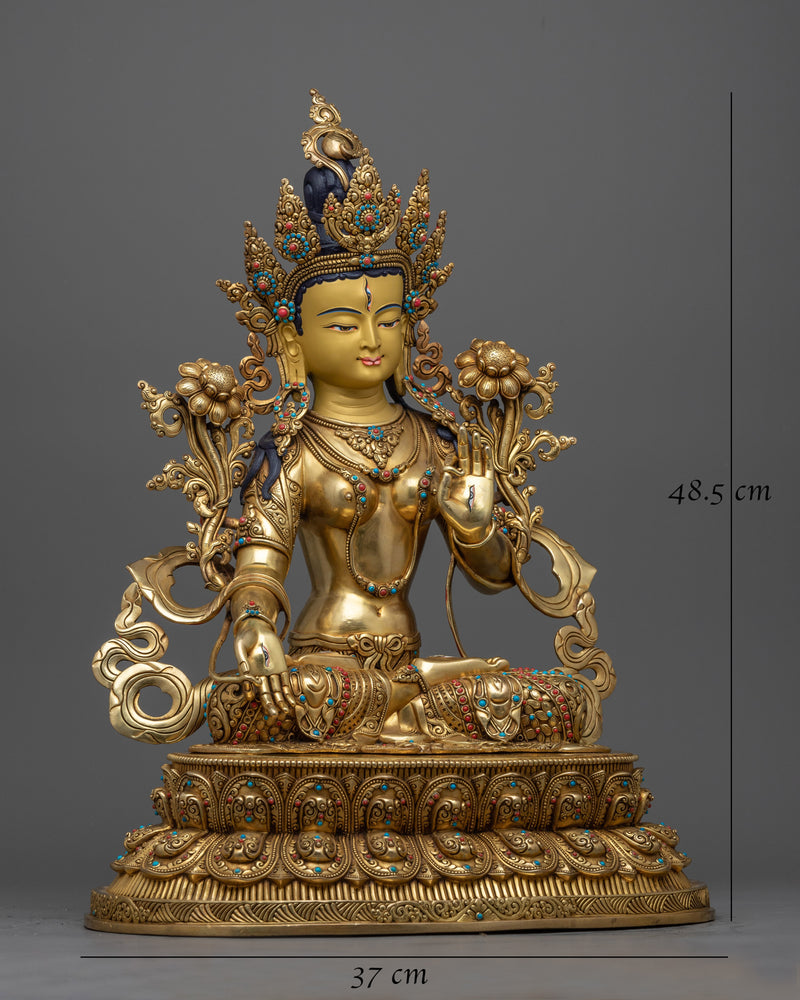 White Tara Seven Eyes Goddess Statue | Manifestation of Compassionate Wisdom