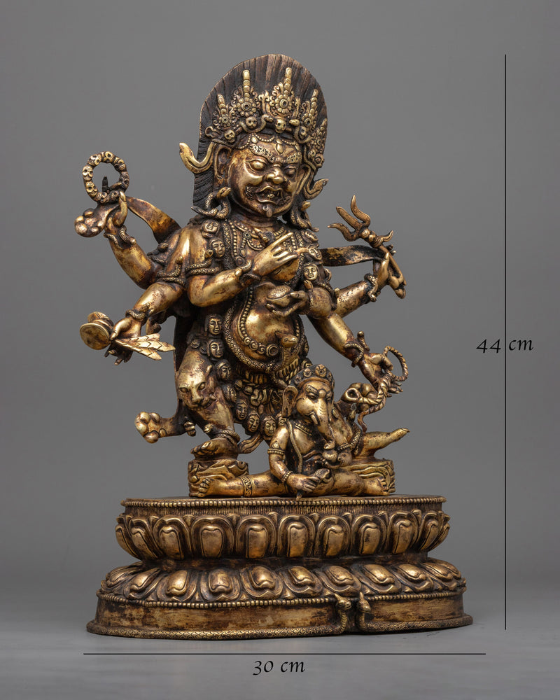 Six-Armed Mahakala with Ganesha Statue | Guardian of Divine Wisdom