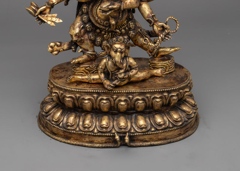 Six-Armed Mahakala with Ganesha Statue | Guardian of Divine Wisdom