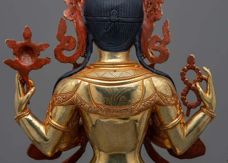 Seated Four-Arms Chenrezig Statue | Embrace Compassion and Enlightenment