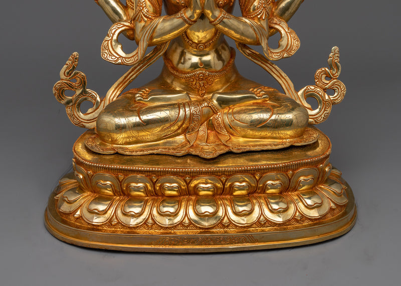 Seated Four-Arms Chenrezig Statue | Embrace Compassion and Enlightenment