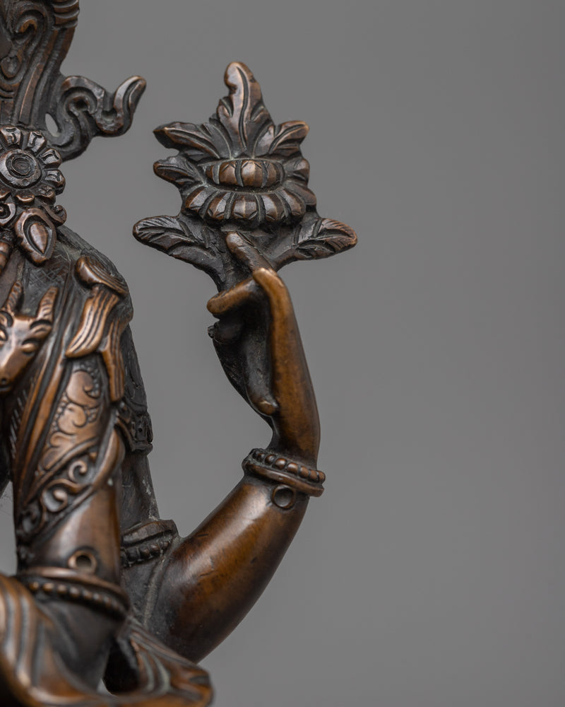 Oxidized Chenrezig Figurine | Embrace Divine Compassion and Mercy