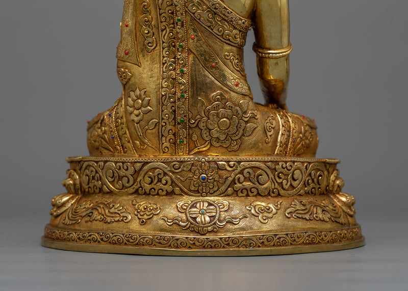 Crown Shakyamuni Buddha Gold Gilded Statue | Radiate Divine Enlightenment