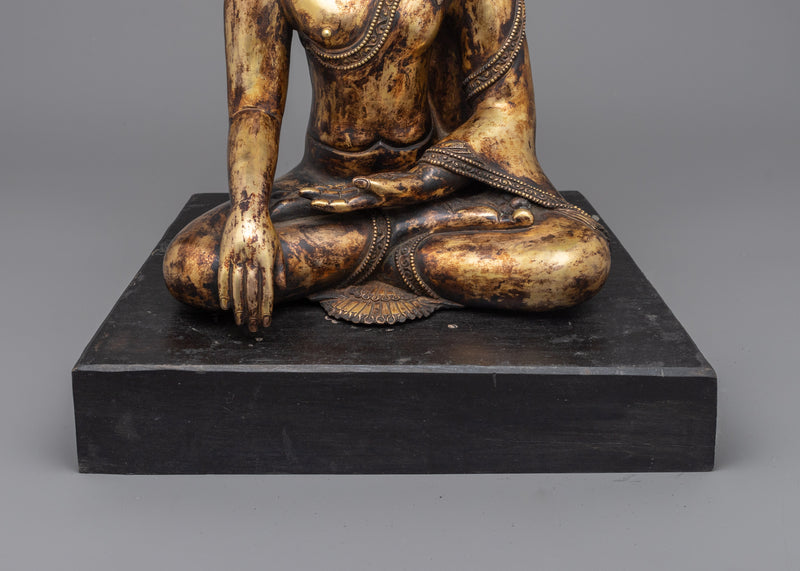 Antique Crown Shakyamuni Buddha Statue | Embrace Timeless Wisdom