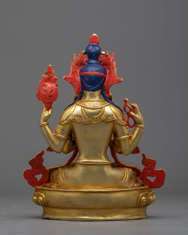 Gold Gilded Chenrezig Statue | Embrace Compassionate Enlightenment